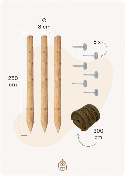 Baumpfahl-Set - 250x8 cm Baumpfahl-Set - 250x8 cm