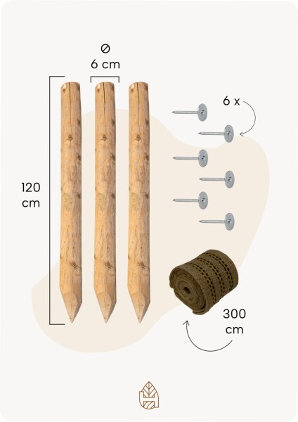 Boompalen pakket - 120X6 cm