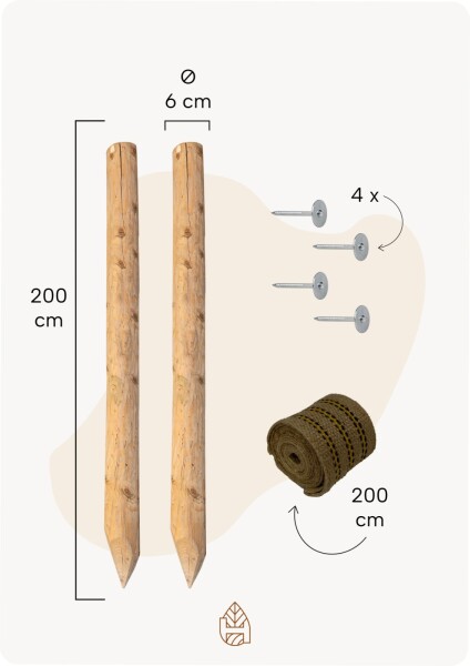 Baumpfahl-Set - 200x6 cm Baumpfahl-Set - 200x6 cm